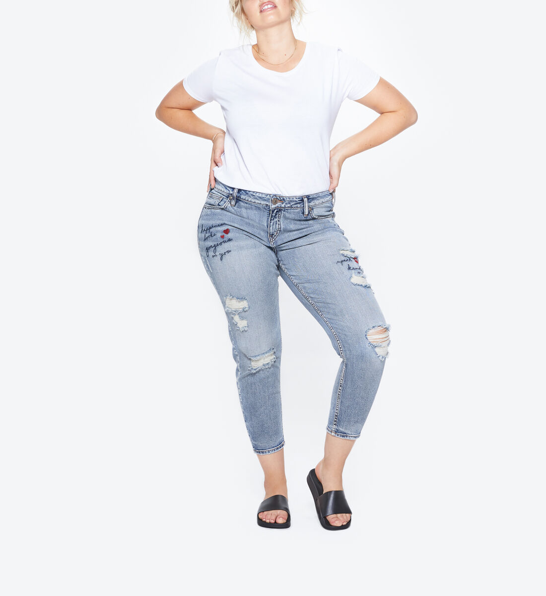 Plus size cheap embroidered skinny jeans